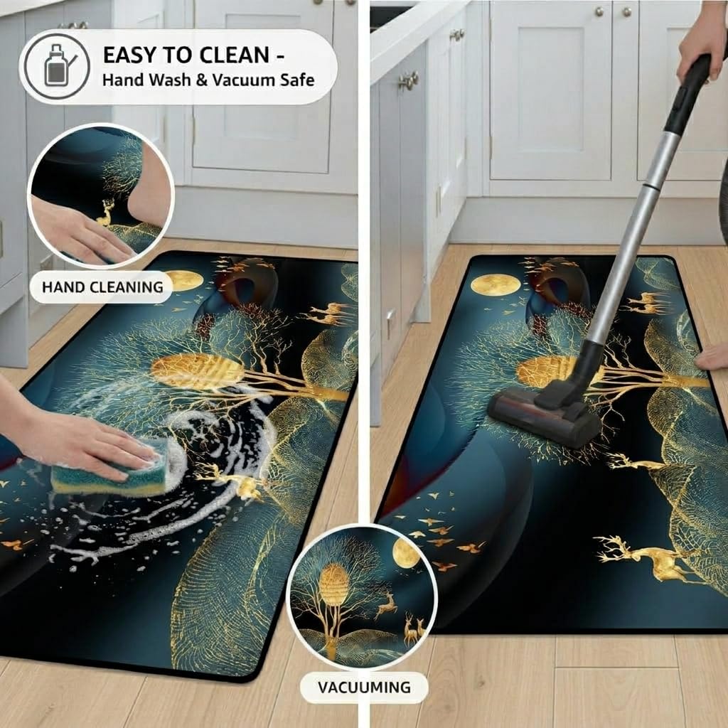 Arviz Floral Kitchen Mat - Anti-Slip & Washable -4