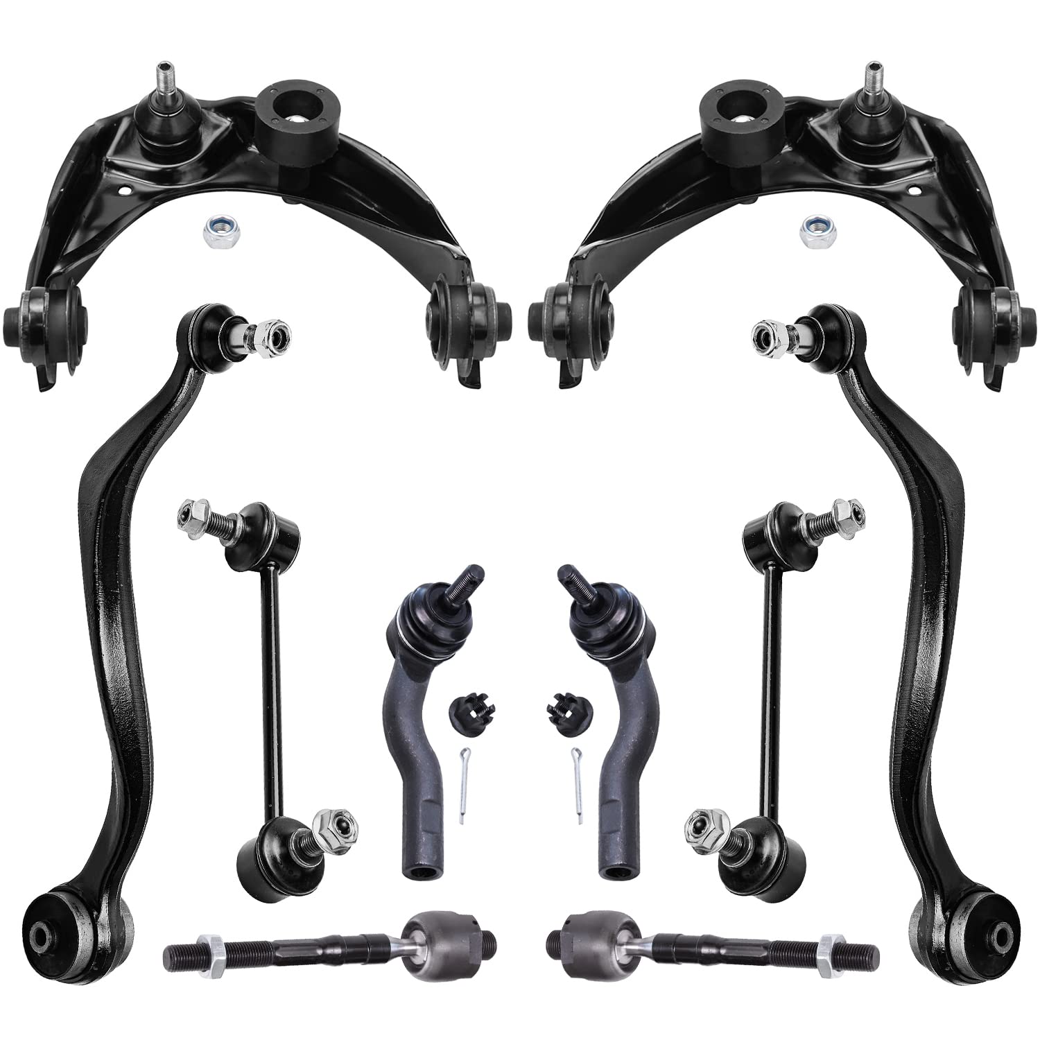 Detroit Axle - Front Lower Upper Control Arms w/Ball Joints Inner Outer Tie