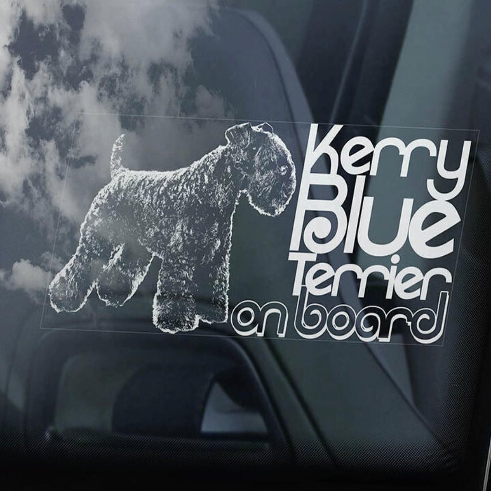 LMMIXEE Kerry Blue Terrier on Board Stickers Car Decal Window Decal Irish Dog Sign Decal Dog Mom Dad Vinyl Die Cut Decals Funny Dog Bumper Stickers Kerry Blue Terrier Dog Owner Gift