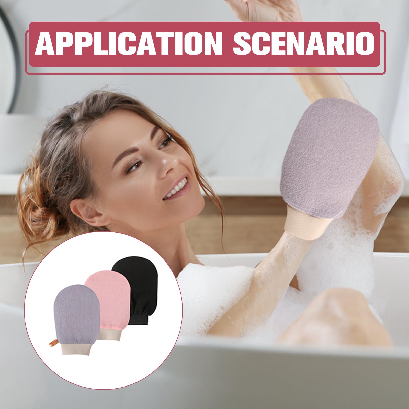 3 Pièces Gant Exfoliant, Gants de Gommage Noir, Gant Exfoliant Corps profondeur pour Hommes et Femmes Unisexe Élimine Les Peaux Mortes Efficacement spa à domicile Nettoie et Purifie La Peau