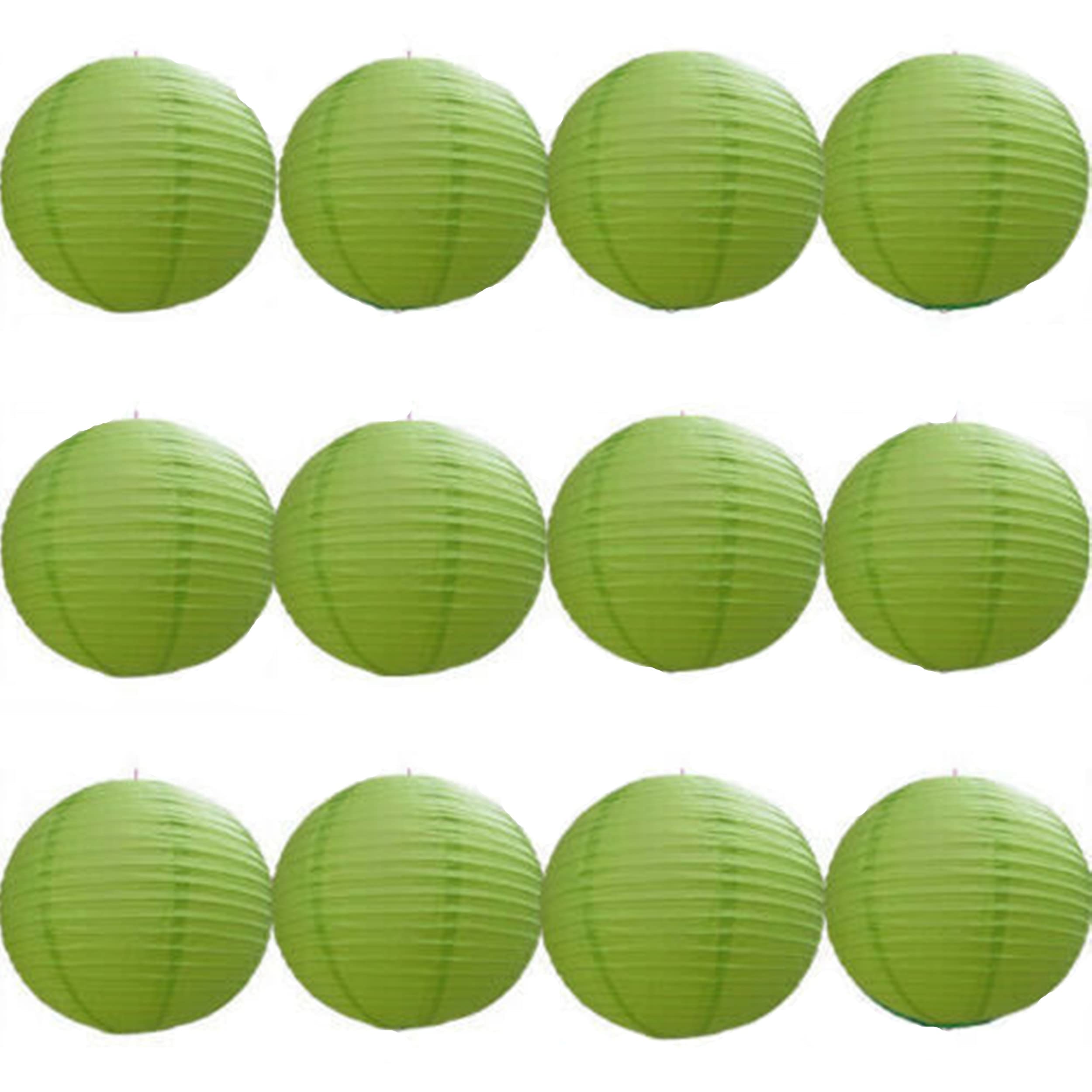 A Liittle Tree -12 PCs Round Paper Lanterns Wedding Party Christmas New Year (Lime, 12")