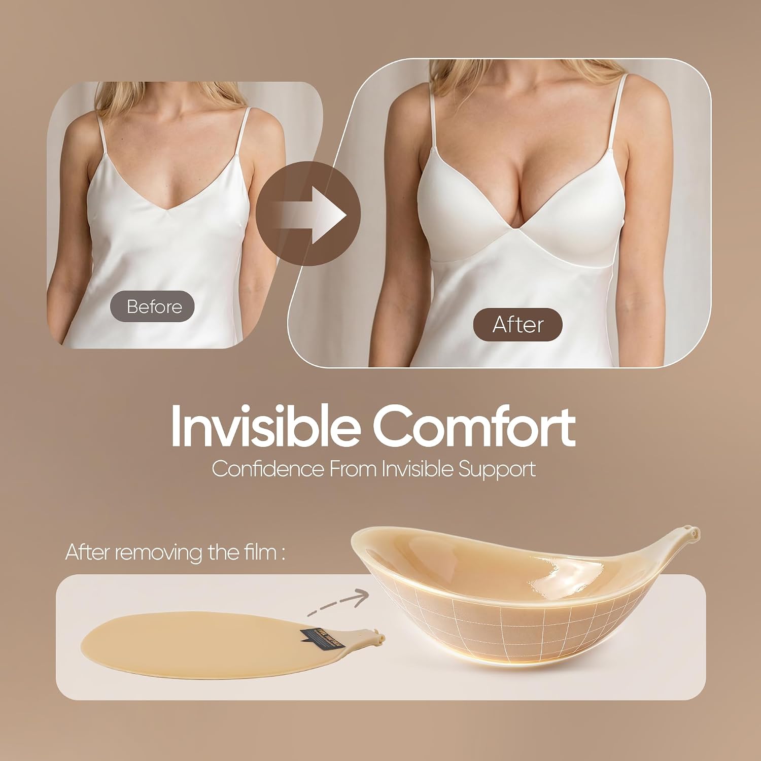 2026 New Invisible Strapless Push Up Sticky Bra, Backless Adhesive Bra, Cleavage Lift Nipple Covers