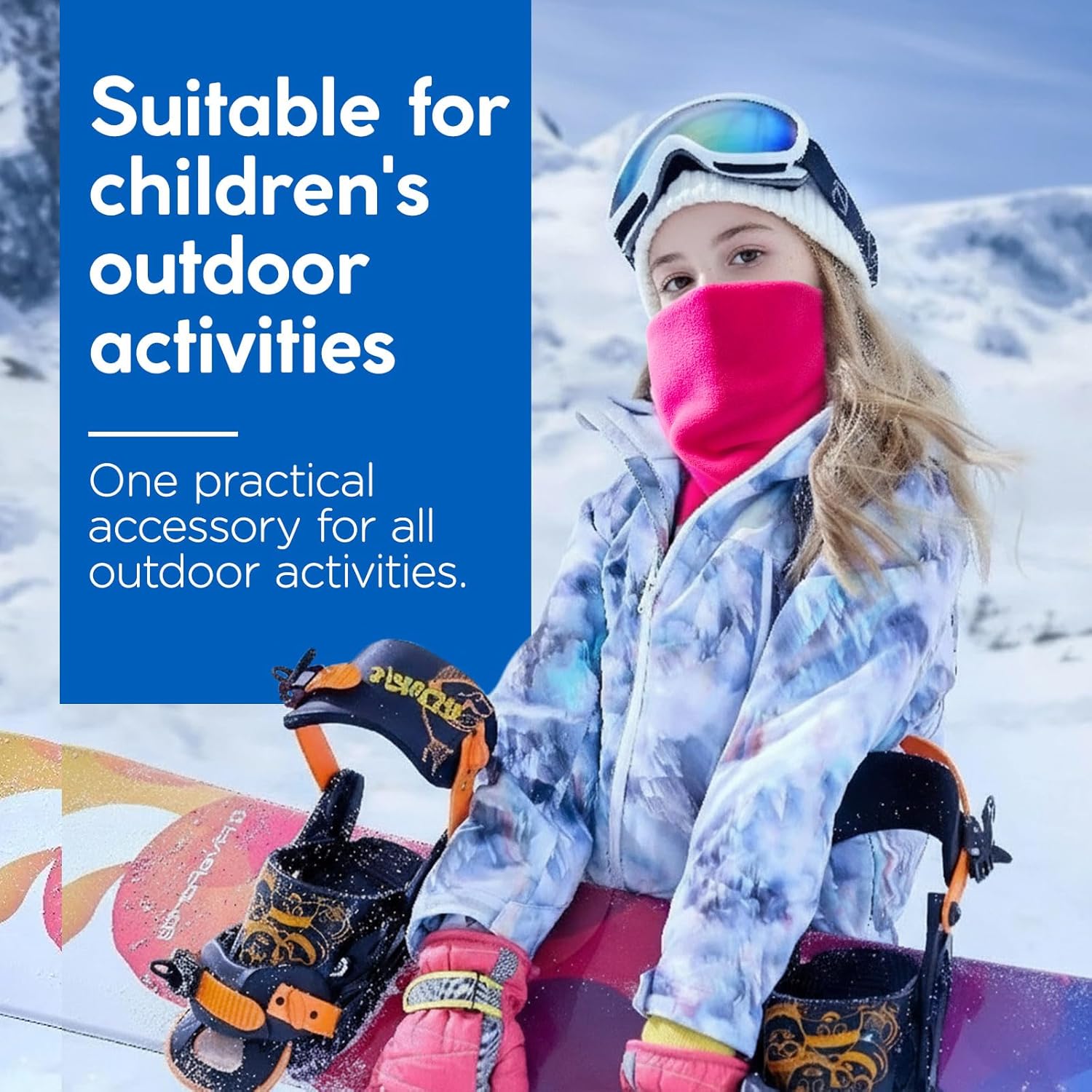 Wandx Kids Neck Warmer Gaiter Double-Layer Fleece Neck Gaiter for Boys Girls Fleece Ski Mask for Winter - Image 6