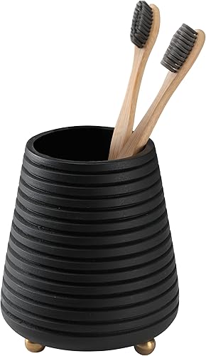 Folkulture Soporte para cepillos de dientes para baño, soporte para cepillado de dientes para baños, soporte de madera moderno para cepillos de