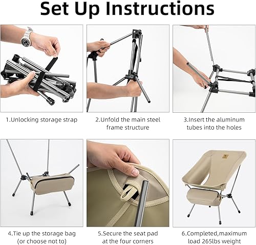 Miniatura 4 de Silla de mochilero portátil plegable silla de campamento sillas plegables compactas ultra ligeras al aire libre balcónjardínviajefiestasilla de