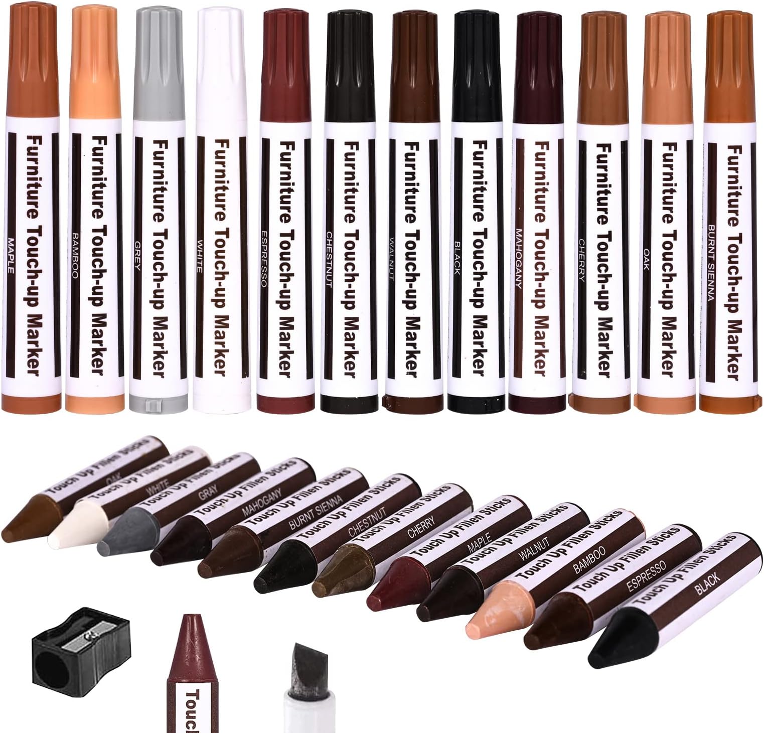 DAIXISM Furniture Repair Kit Wood Markers - Markers and Wax Sticks for Stains, Scratches, Wood Floors, Tables, Desks, Carpenters, Bedposts, Touch Ups, and Cover Ups (25)