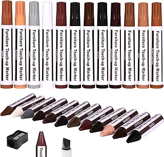 Furniture Repair Kit Wood Markers - Markers and Wax Sticks for Stains, Scratches, Wood Floors, Tables, Desks, Carpenters, Bedposts, Touch Ups, and Cover Ups (25)