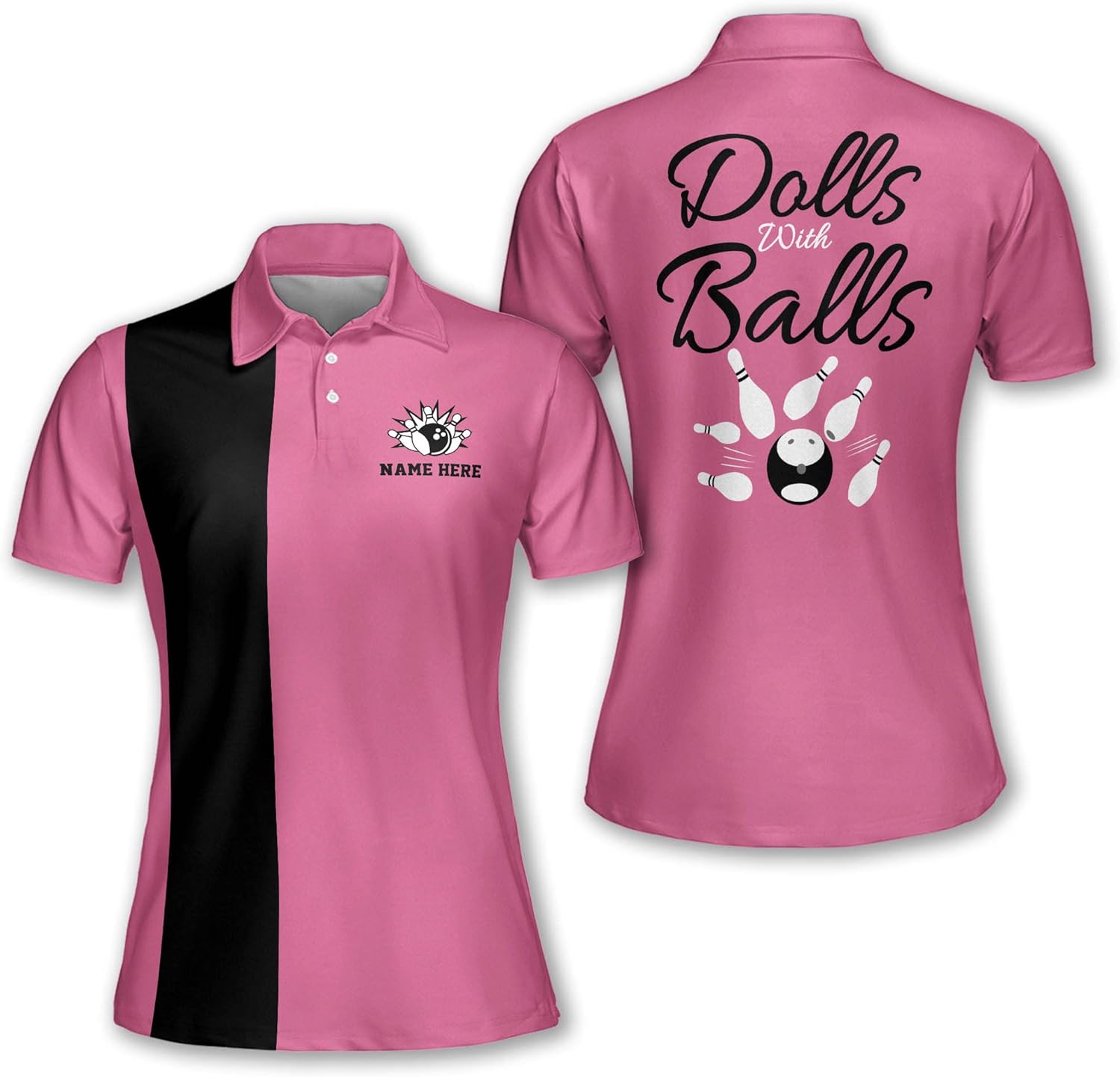 LASFOUR Personalized 3D Peace Love Bowling Tie Dye Cute Bowling Shirts for Women, Gift for Bowling Lovers