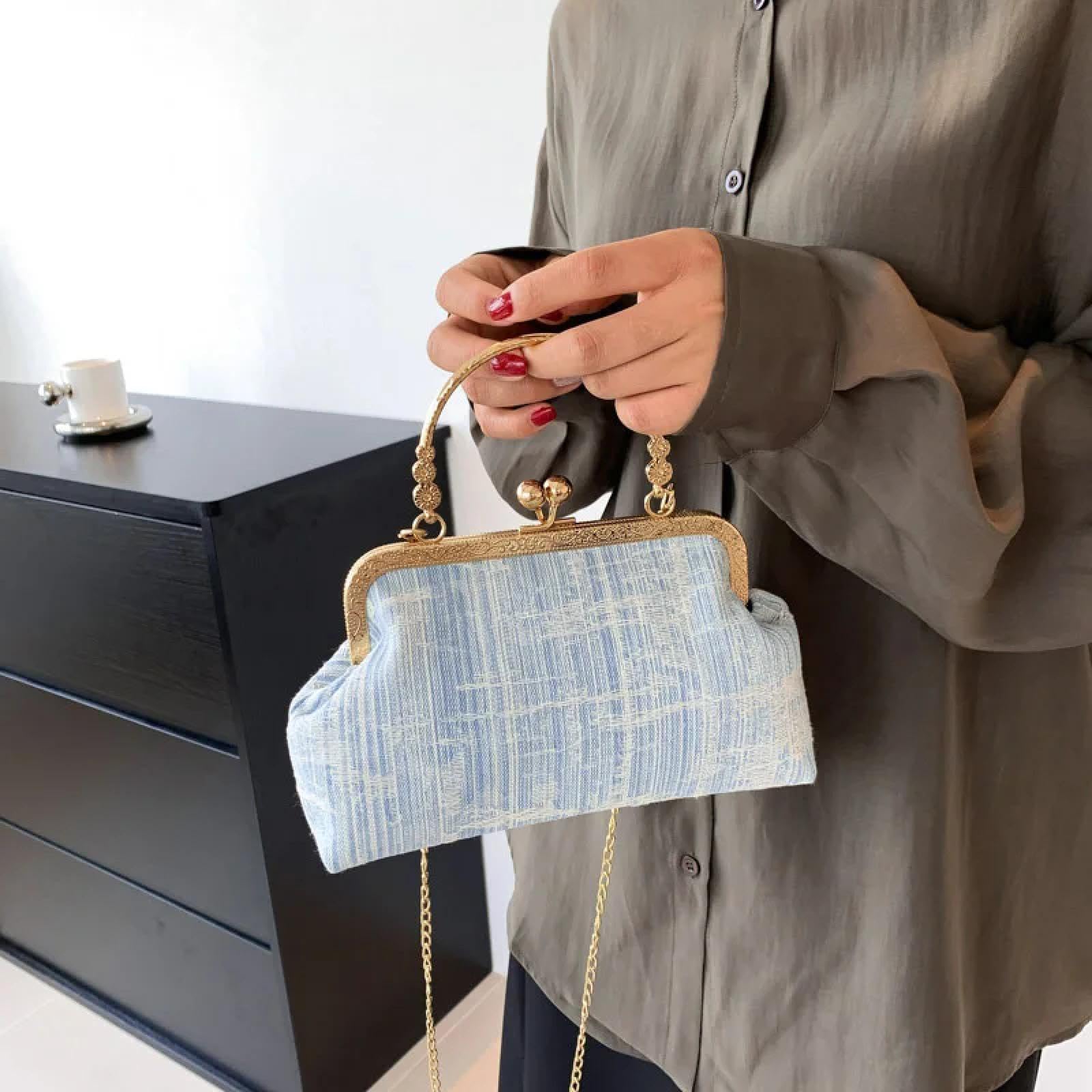 Abendtasche Damen Clutch Beliebte Metall Denim Abend Tasche Damen Taschen Mode Kette Schulter Umhängetasche Party/Hochzeit Clutch Geldbörse