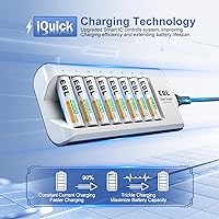 Vista 5 de Baterías recargables de EBL, en tamaños AA, AAA, Ni-MH, con cargador