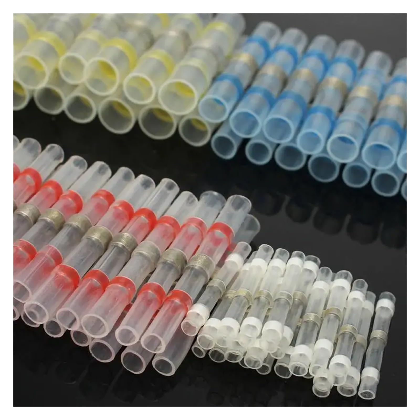 BKGWCSOR 100pcs 4 Sizes Solder Sleeve Heat Shrink Wire Butt Connectors Splice Crimp Terminals Heat Shrinkable Terminators