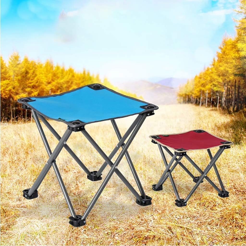 Tragbarer, faltbarer Campinghocker, leichter Outdoor-Sitz mit Tragetasche, ideal zum Angeln, Wandern, Gartenarbeit, Strand, Schwarz und Blau, 2 Stück
