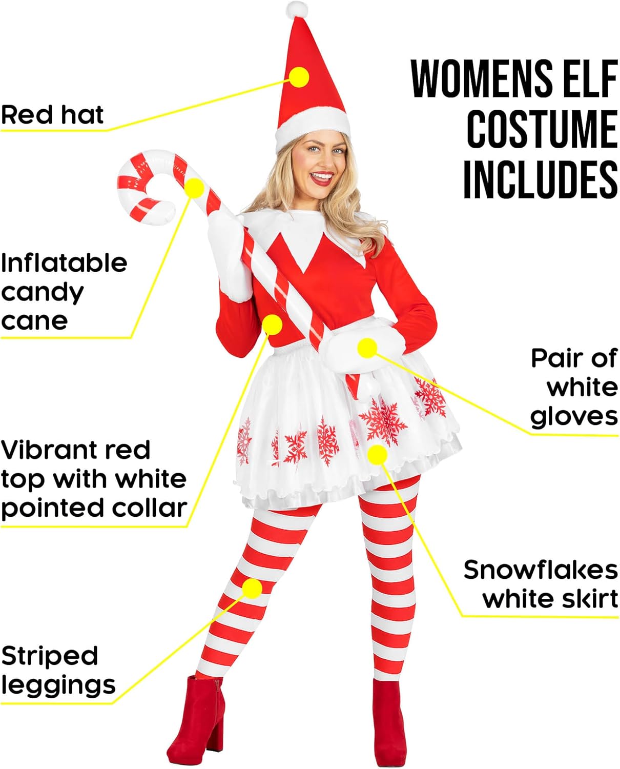 Morph Womens Elf Costume Adult Santa Helper Outfit Holiday Christmas Elf Costume for Women - Image 2