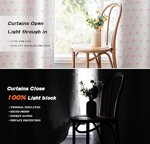Miniatura 2 de MYSKY HOME Cortinas opacas rosas para dormitorio de niñas, 84 pulgadas de largo, 100% bloqueo de luz, cortinas de guardería para sala de estar, 2