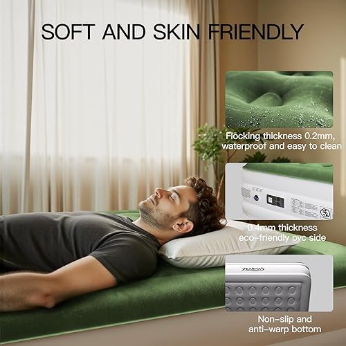 Miniatura 4 de Colchón de aire Queen mejorado 2025 con bomba integrada, colchón inflable cómodo de 16 pulgadas, colchón inflable portátil de superficie silenciosa,
