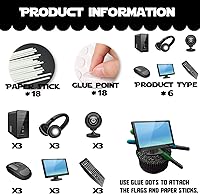 Vista 4 de 18 piezas de decoración de magdalena de postre con purpurina negra, decoración de temática de computadora, suministros de decoración de cumpleaños