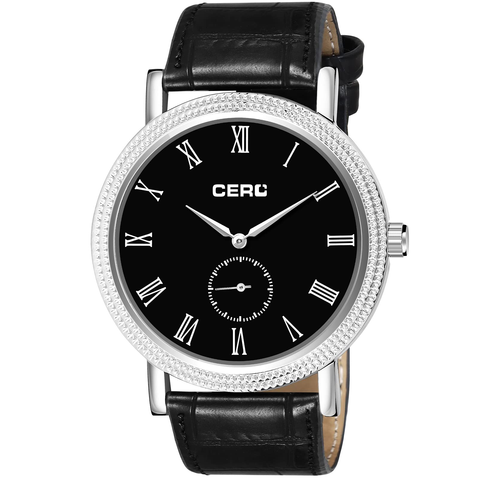CERO Analogue Working Chronograph Black Lather Strap Wrist Watch for Mens & Boys-AB210WCL (Silver-Black) (B0BX69TVTJ) Amazon Price History, Amazon Price Tracker