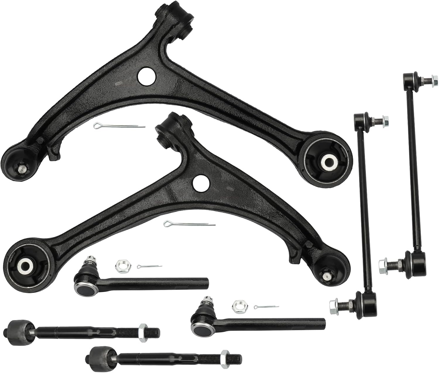 IRONTEK 8pcs Front Lower Control Arms w/Ball Joint Sway Bar End Link Inner & Outer Tie Rod End Link Fit for Honda Odyssey 2005 2006 2007 2008 2009 2010, Excluding Touring Models, Front Suspension Kit