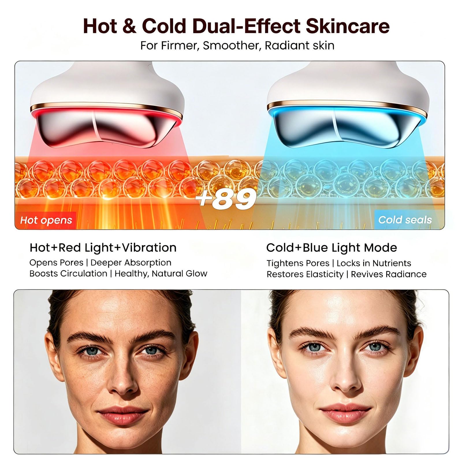 Cold Heated Electric Gua Sha Facial Tool, Depuffing Wand for Puffiness