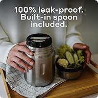 Vista 3 de BOBBER Termo aislado de acero inoxidable de 24 onzas para alimentos calientes con boca extra ancha, cuchara y tazón integrados, mantiene la comida