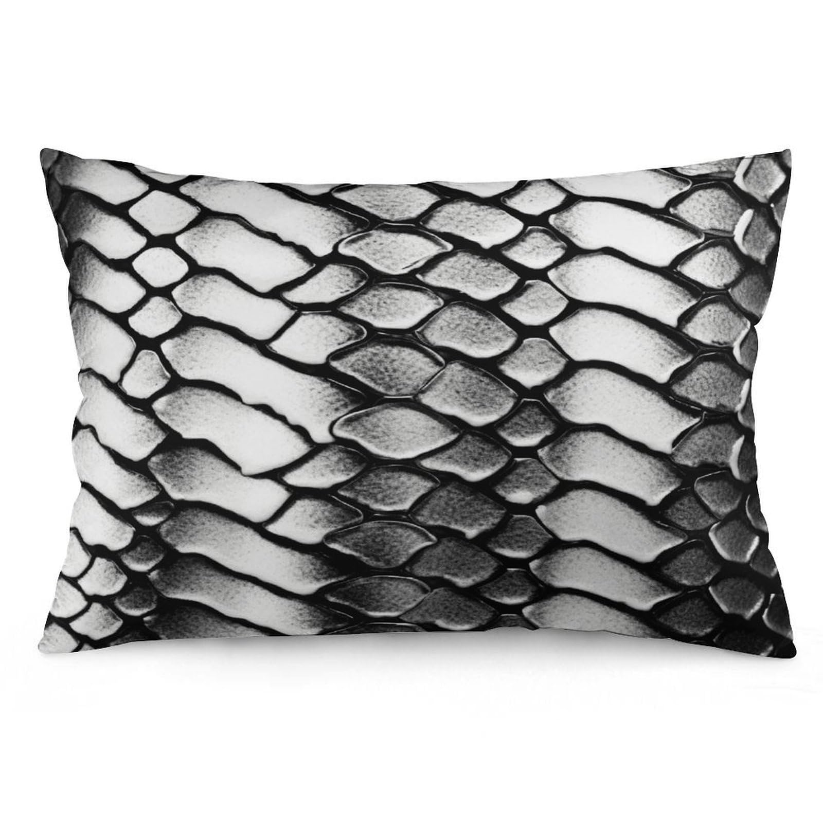 Wsoihfec Style Snake Skin Black And White Throw Pillow Covers Decorative, Pillow Cases Soft Plush, Modern Farmhouse Boho Cushion Cover For Bed Couch Sofa Living Room Spring Decor12 X20