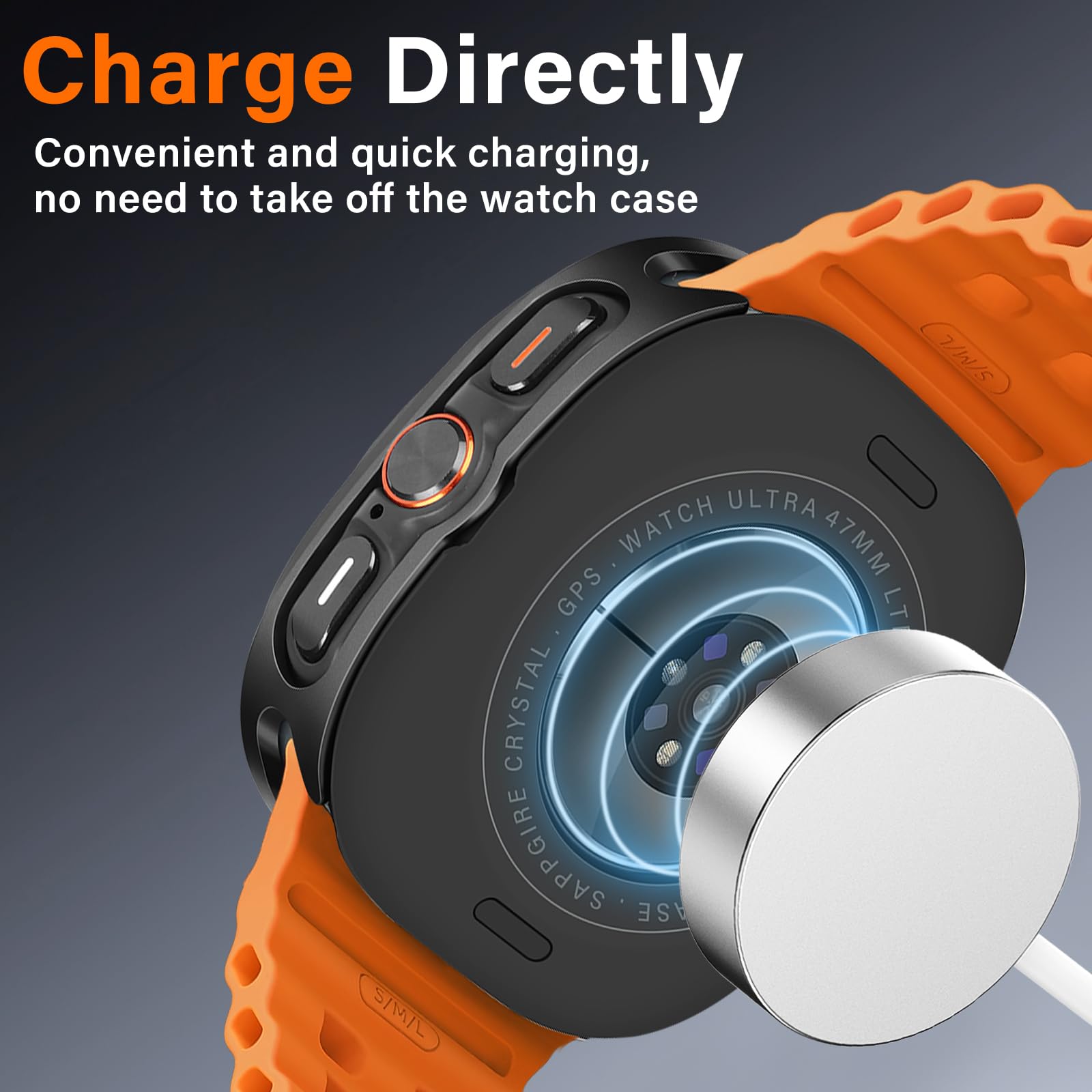 Amizee 2 w 1 Metaliczne etui kompatybilne z Samsung Galaxy Watch Ultra/Ultra 2 (2025) 47 mm, twardy PC odporny na zarysowania cienki ultra ochronny pokrowiec do Galaxy Watch 47 mm, Czarny/PO