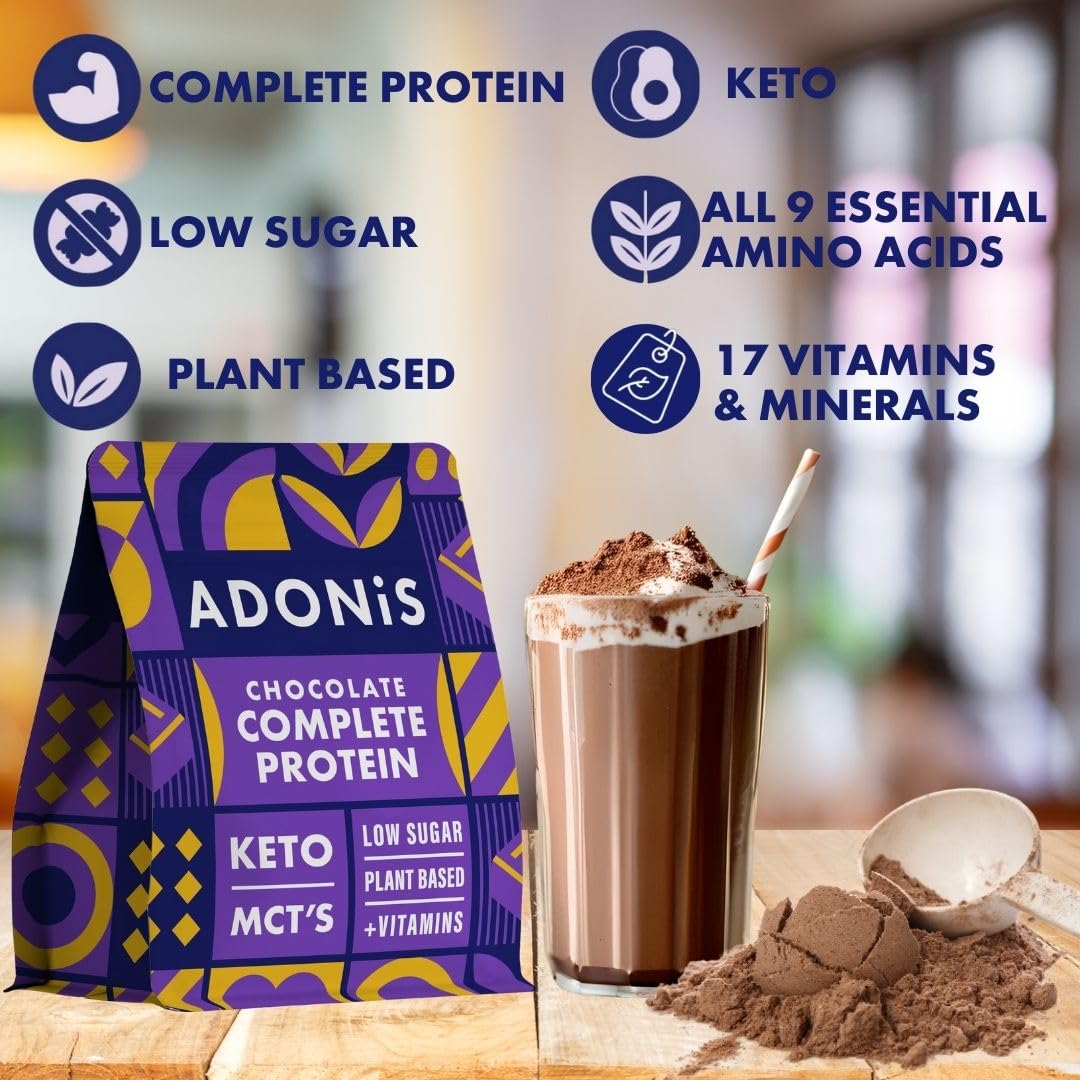 ADONiS Schoko Protein Keto Shake - Gusto cremoso al cioccolato – Basso contenuto di carboidrati, proteine di alta qualità per la costruzione muscolare e la rigenerazione – Perfetto per la dieta Keto e