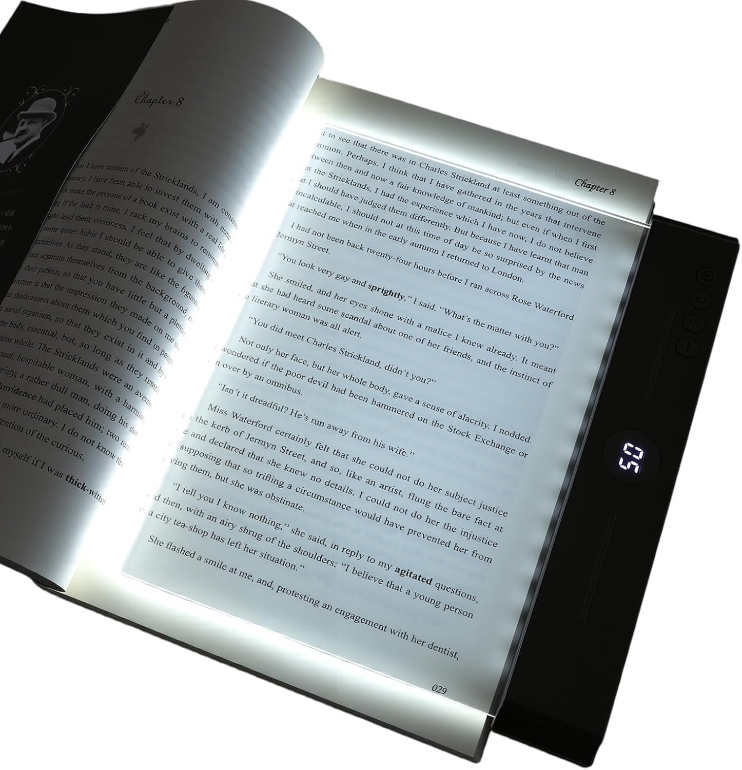 LED Flat Reading Light Dimmable Rechargeable Clear LED Full Page Book Light with 3 Colors and Timer for Reading at Night (White) (Black)