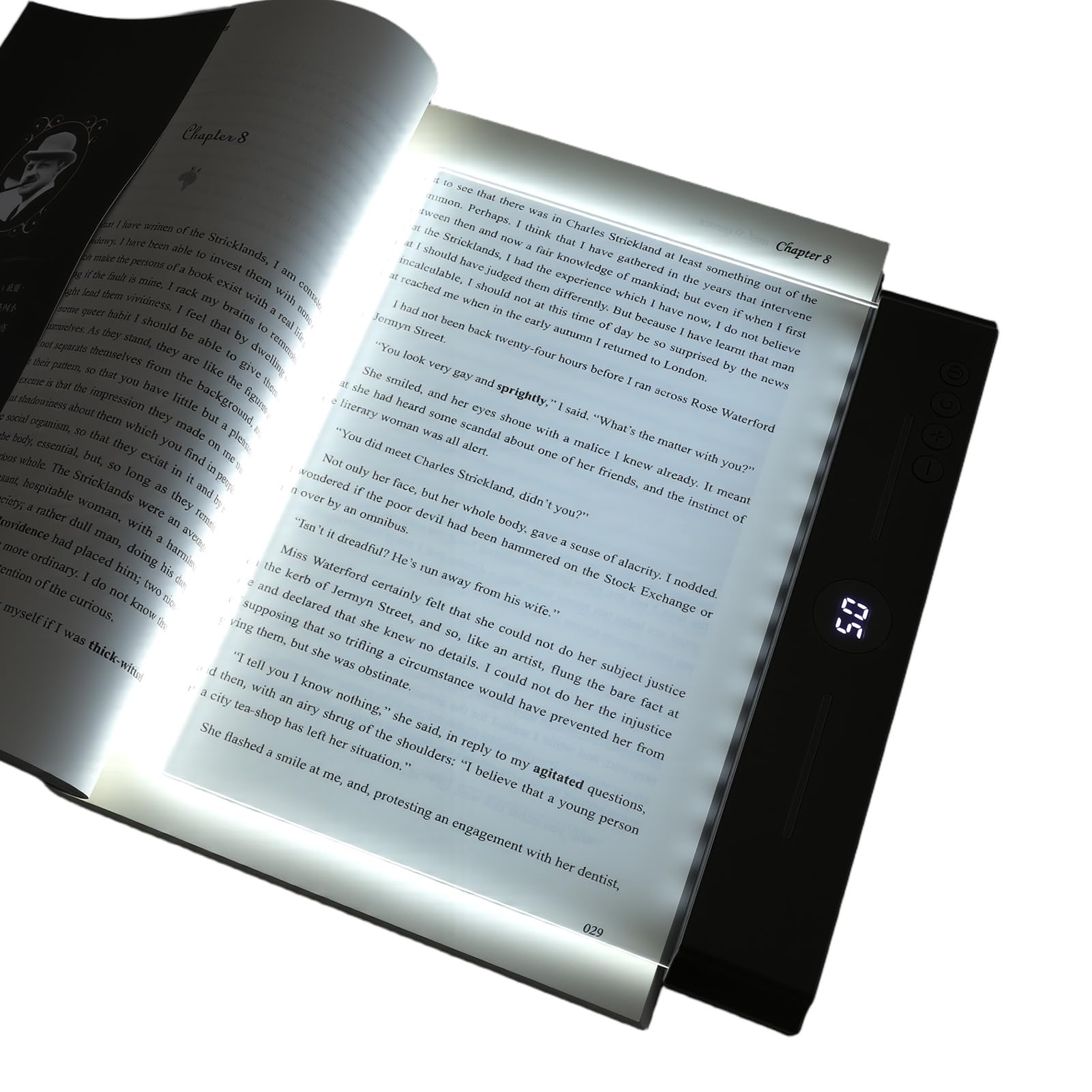 Smart Flat Book Light, Reading Book Lamp, Rechargeable LED Clear Full Page Reading Light with 3 Colors & Timer, Dimmable Clear Flat Reading Light, Student Reading Book Light for Readers (Black)