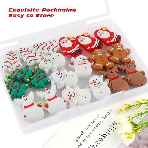 Miniatura 3 de Sunrony 12 cuentas focales de silicona, cuentas de silicona para hacer llaveros, cuentas focales de silicona para bolígrafos, cuentas de silicona