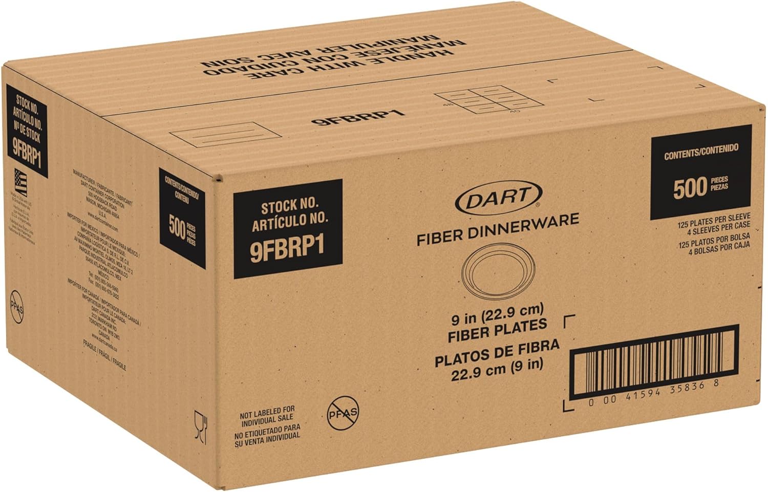 Dart 9FBRP1 9 in. Diameter ProPlanet Seal Compostable Fiber Dinnerware Plate - Natural (500/Carton)