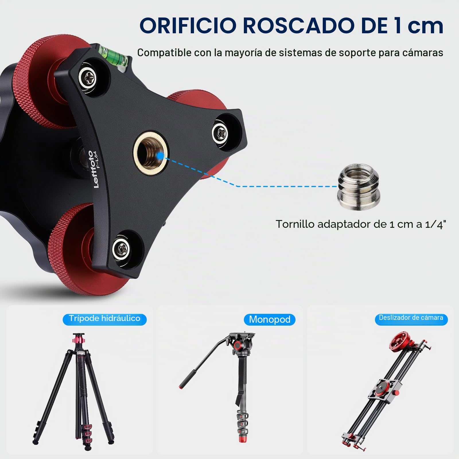 Nivelador de trípode con ajuste de precisión de +/-5 grados para cabezal panorámico, cabezal de bola, cabezal de video y trípode