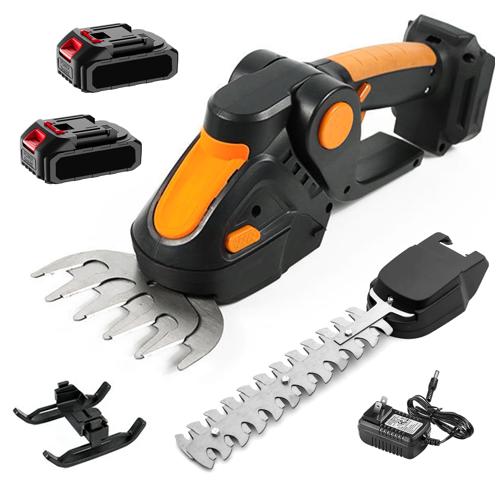 Cesoie Per Erba A Batteria 2 In 1, Con 2 Batterie Al Litio 21V, Lame Reversibili Per Tagliare Erba, Siepi E Arbusti - Ideale Per Giardino E Potatura
