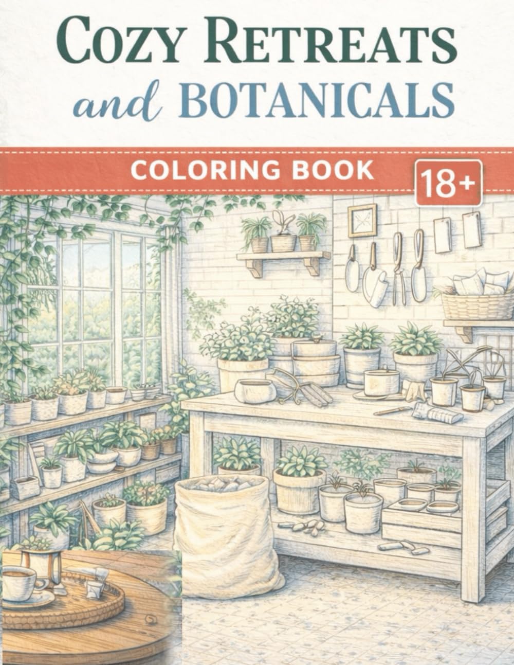 COZY RETREATES AND BOTANICALS: An Adult Coloring Book for Relaxation (18+) — Cozy Spaces, Calm Corners & Beautiful Botanicals