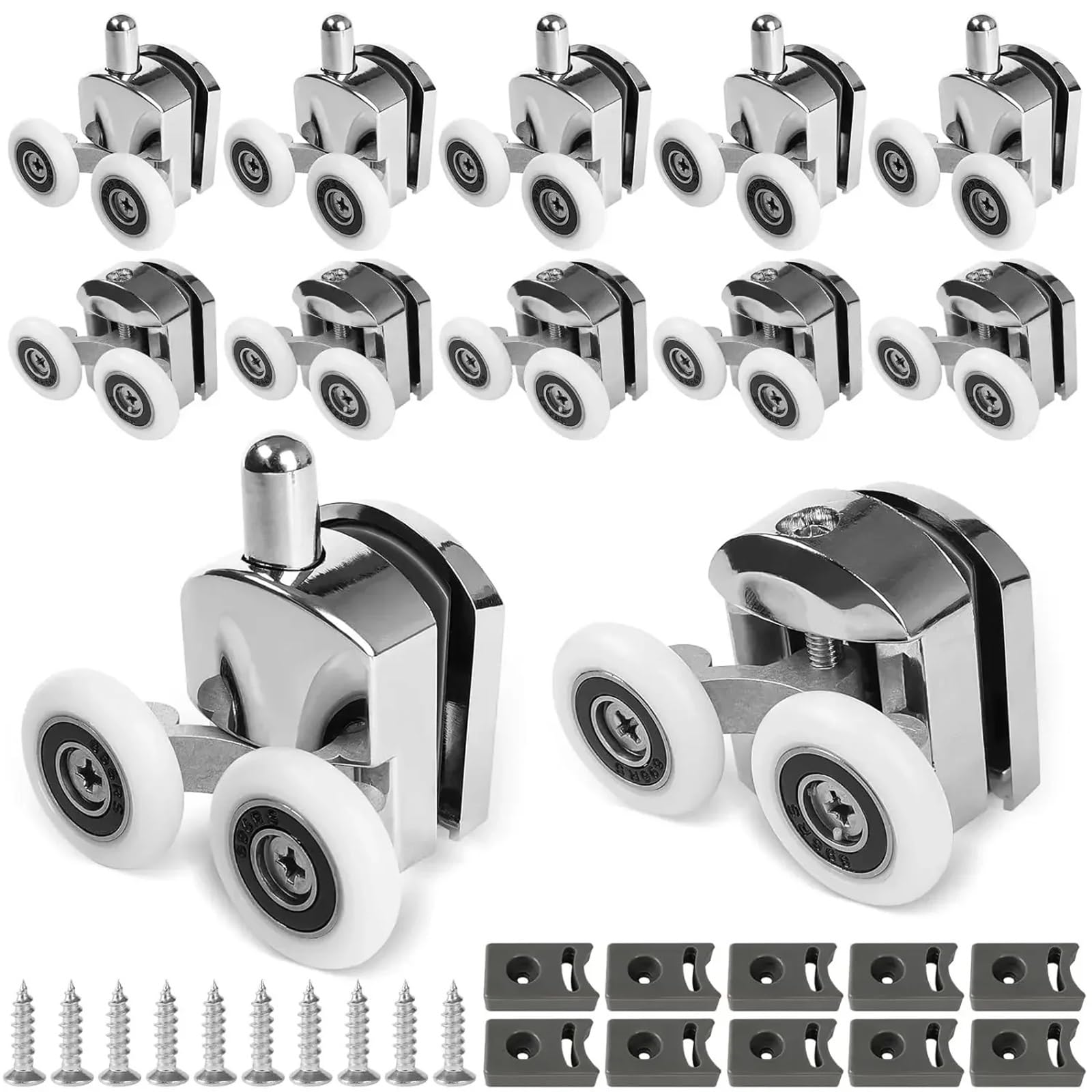 Laufrollen FüR Duschkabine SchiebetüRen 23 Mm Duschtürrollen, Duschtürräder Aus Zinklegierung, Gebogene Duschrollen Mit Antikollisionsblock, Badezimmertürzubehör(8pcs)
