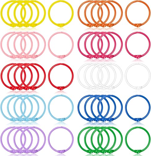 Miniatura 5 de IKAYAS - 50 anillos para tarjetas de índice, anillos de libro de 1.2 pulgadas, anillos de papel de hojas sueltas, llaveros para carpeta, anillos