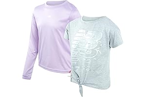 New Balance Girls Active T-Shirt - 2 Pack Performance Long Sleeve and...