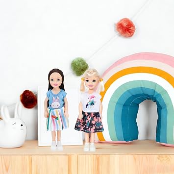 ONEST 10 Sets 5 Inch Mini Dolls with Doll Clothes Party Grown Outfits Doll Accessories for Kids
