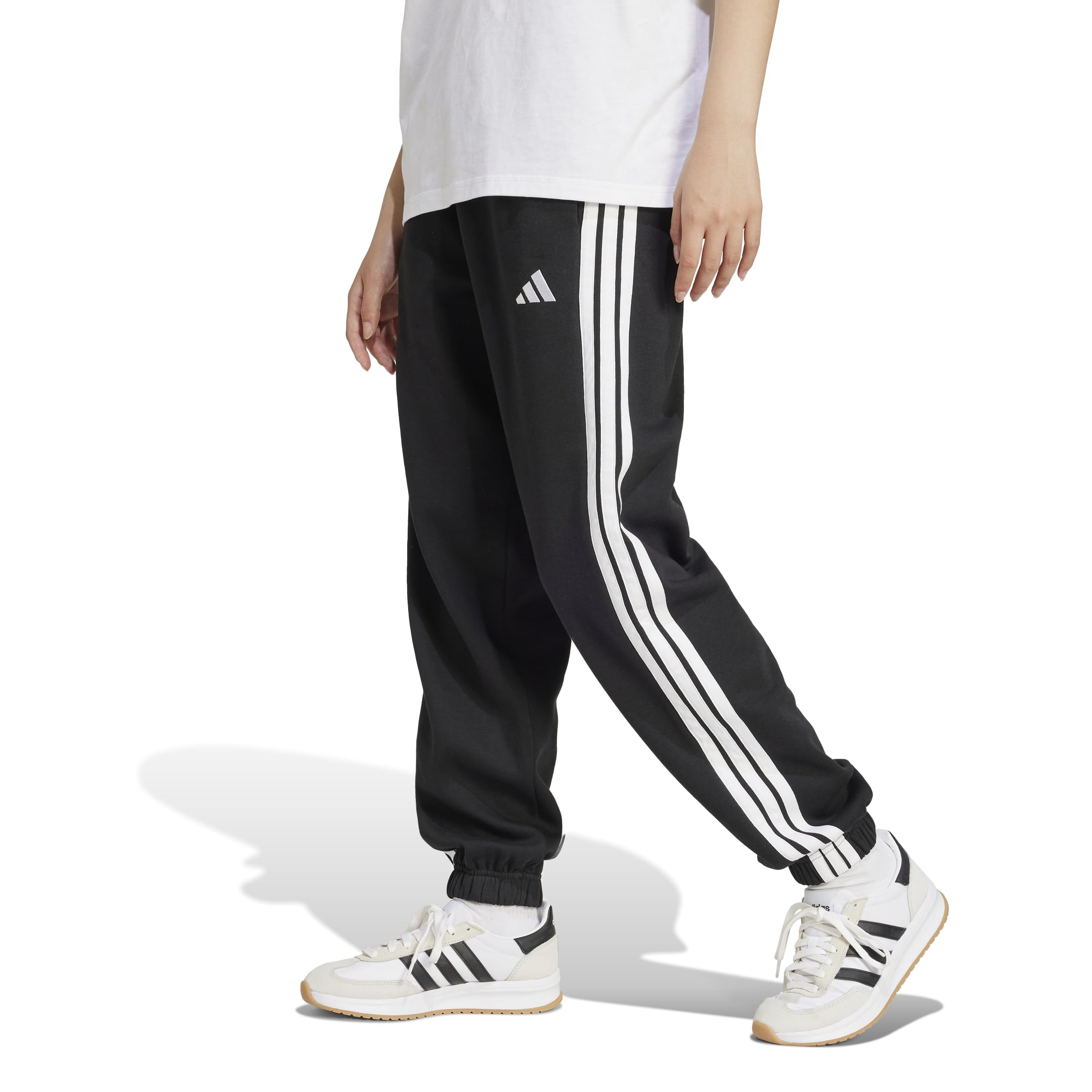adidas ESSENTIALS 3-STRIPES FLEECE LOOSE PANTS - Spodnie golfowe Kobiety