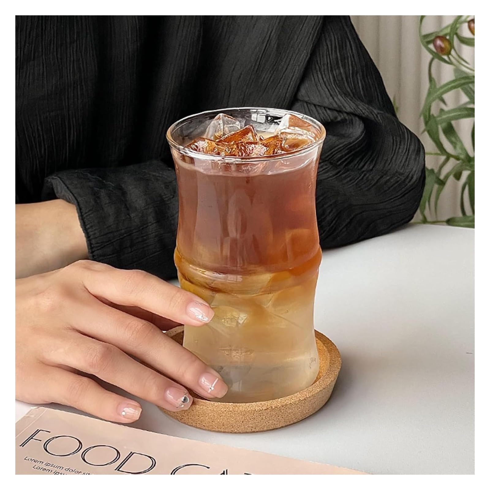 Czajnik, kubek do kawy, bambusowy węzeł Filiżanka do kawy Napoje Kubek do mleka Lattes Kubki żaroodporne Naczynia z przezroczystego szkła Szklanki do napojów Szklana filiżanka kawy Kubki szklane do pi