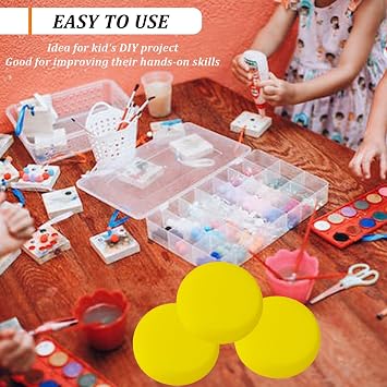 50 Pack Round Paint Sponges,2.9 inch Painting Sponge,Yellow Artist Sponge for Face Painting, Crafts, Pottery, Clay, Ceramics