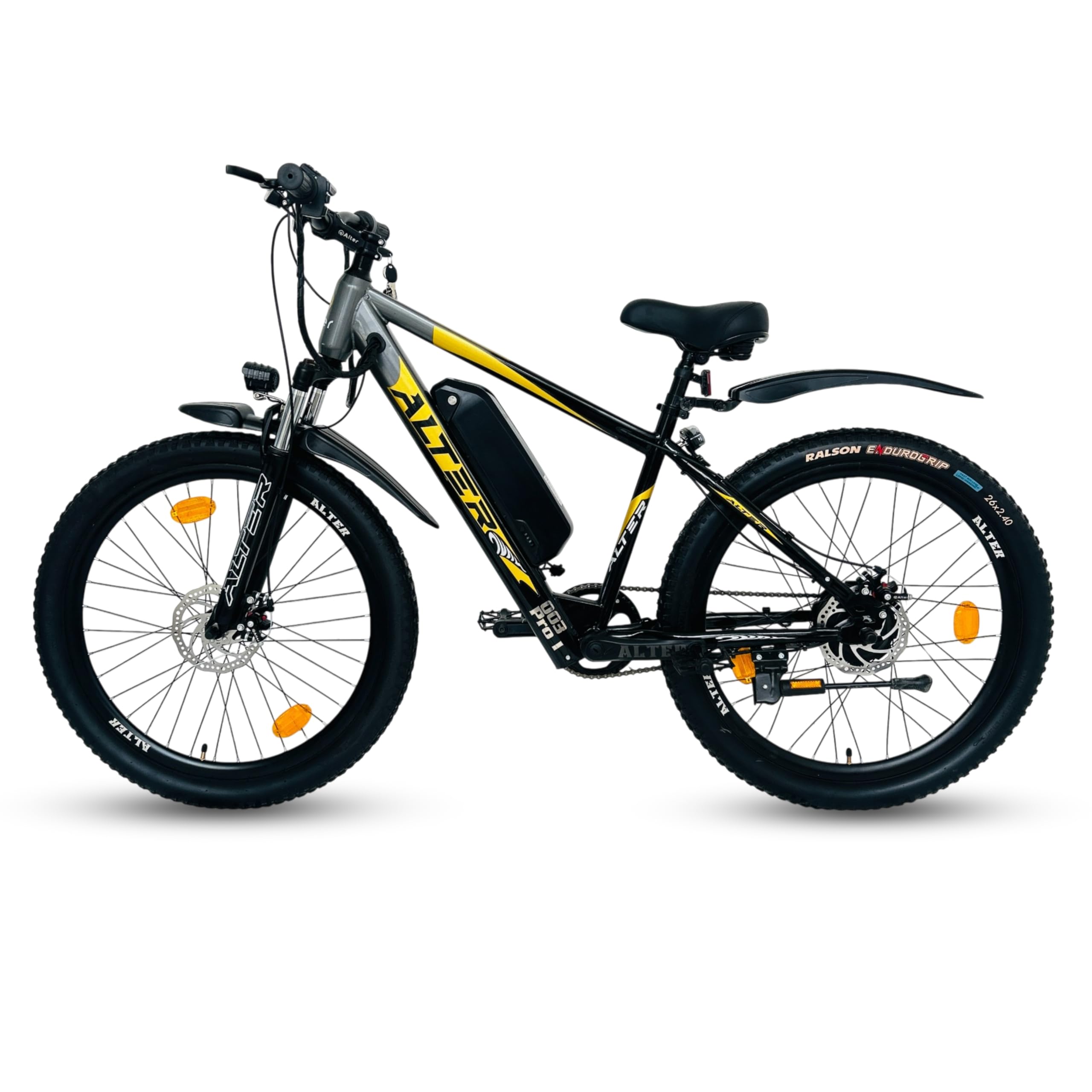 Alter 26" 003PRO-I Model Electric Cycle with R/L Indicator | Removable LI-ION Battery| PAS with 5 Control Mode| 95% PRE Assembled with Charger (Yellow, 10.4AH)-picture-41