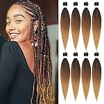 Beyond Beauty Braiding Hair pre stretched, Braids Synthetic Fiber Ombre Yaki Texture, Natural Easy Twist Braids Crochet Hair Hot Water Setting hair extensions