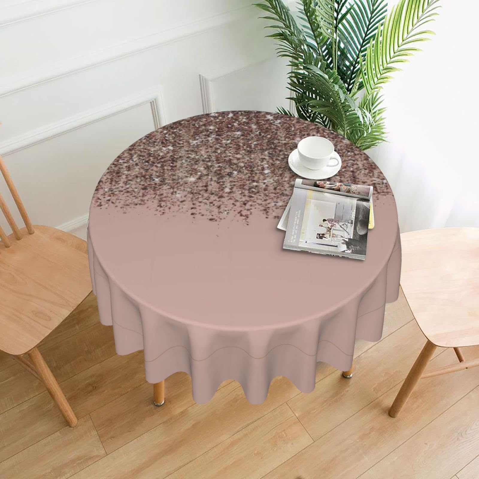 hhxvcv Blush Pink Rose Gold Round Tablecloth – Dining Table Cover