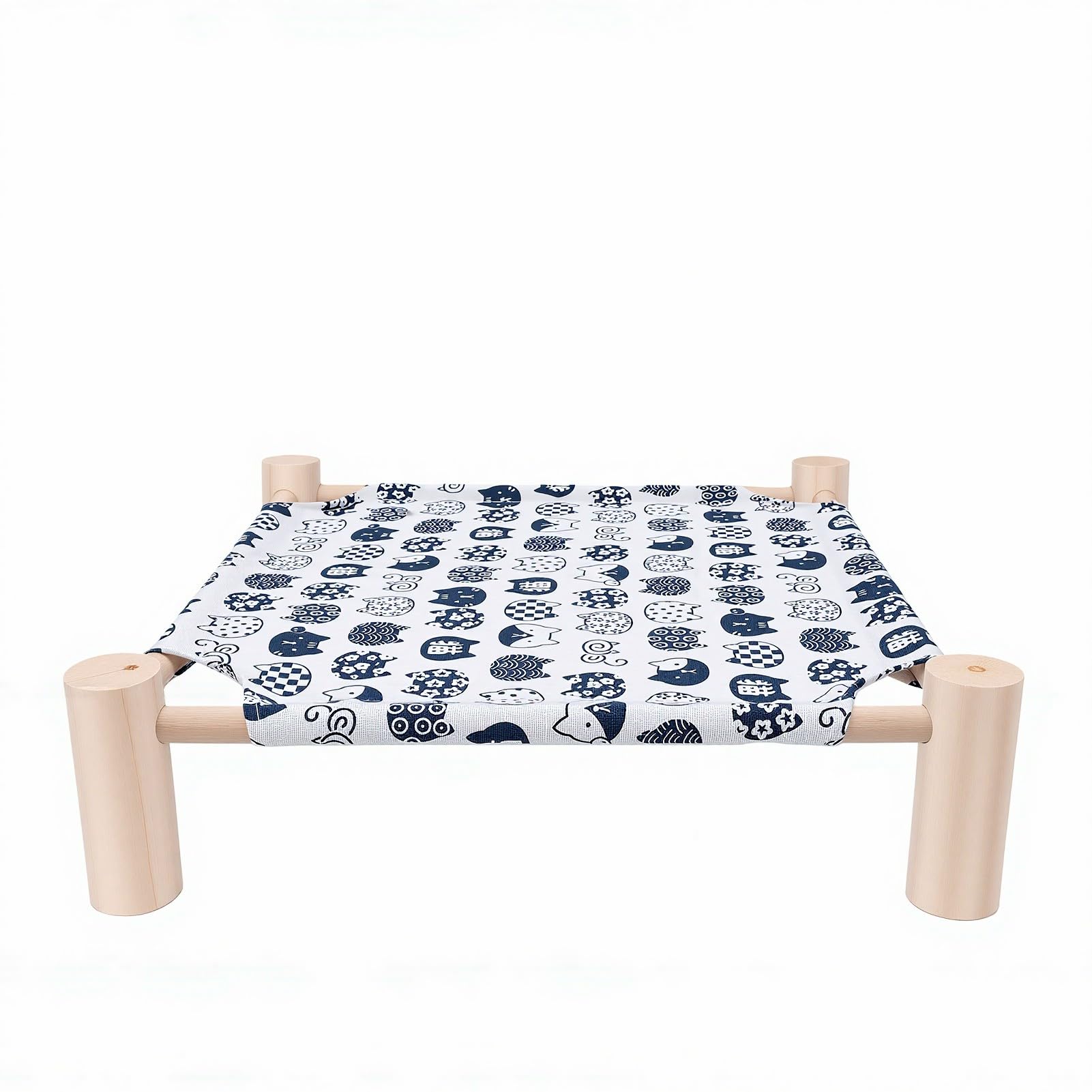 HEEPDD Elevated Cat Beds, Breathable Wooden Cat Hammock Bed Portable Cooling Outdoor Bed for Summer Indoor Outdoor Use (Wooden and Cot)