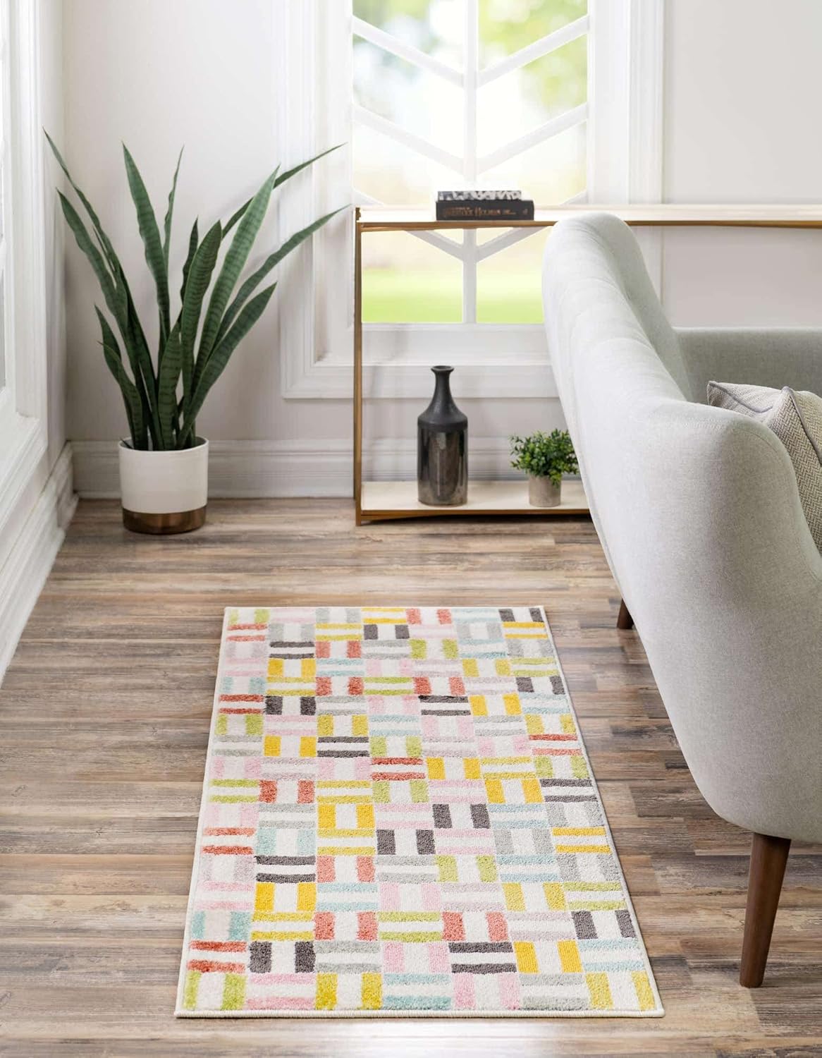 Unique Loom Whimsy Kids Collection Area Rug - Chicklets (2' 2" x 6' 1" Runner, Multi/Black)