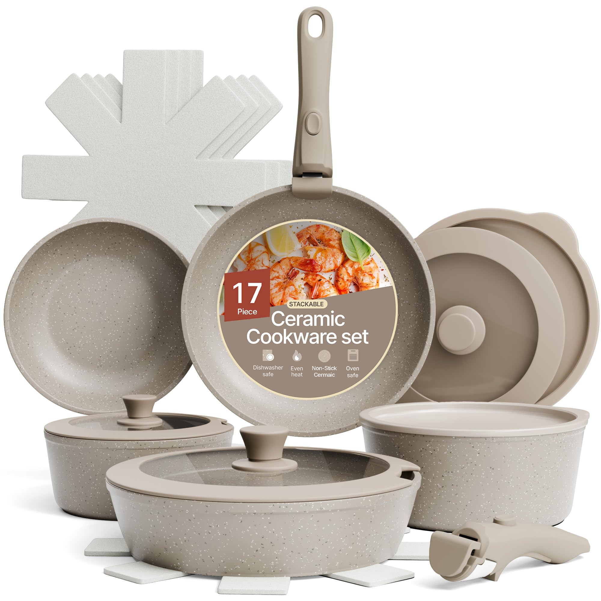 Bakken 17-Piece Ceramic Coated Aluminum Cookware Set