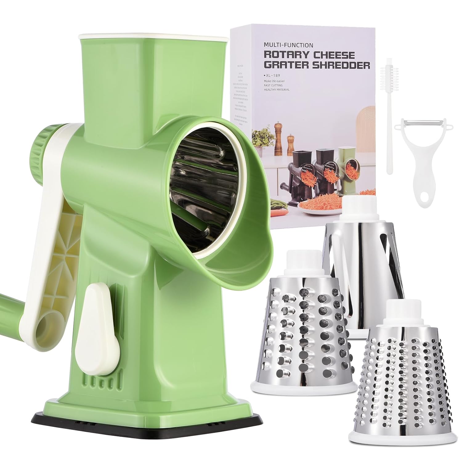 Rotary Cheese Grater with Handle Kitchen Shredder Slicer Grater Slicer Ice Shaver Cheese Vegetable Nuts Potato Zucchini Chocolate