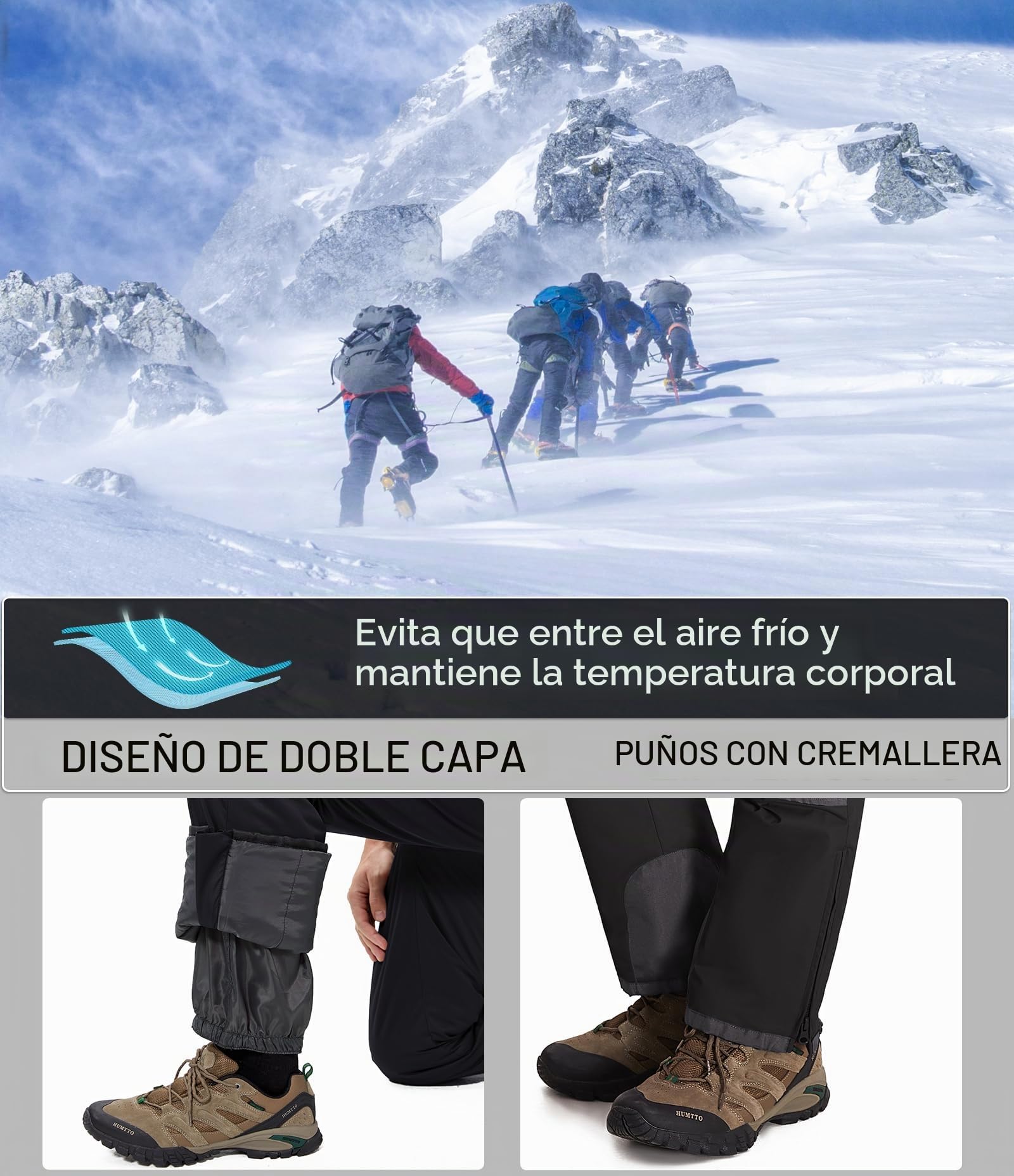 Pantalones Nieve Esquí Mujer Invernal Pantalón Softshell Calor Pantalones de Trabajo Largos Prueba Viento Impermeable Mono Outdoor Pantalón Funcional con Tirantes Ajustables HXK7664W-Black-M