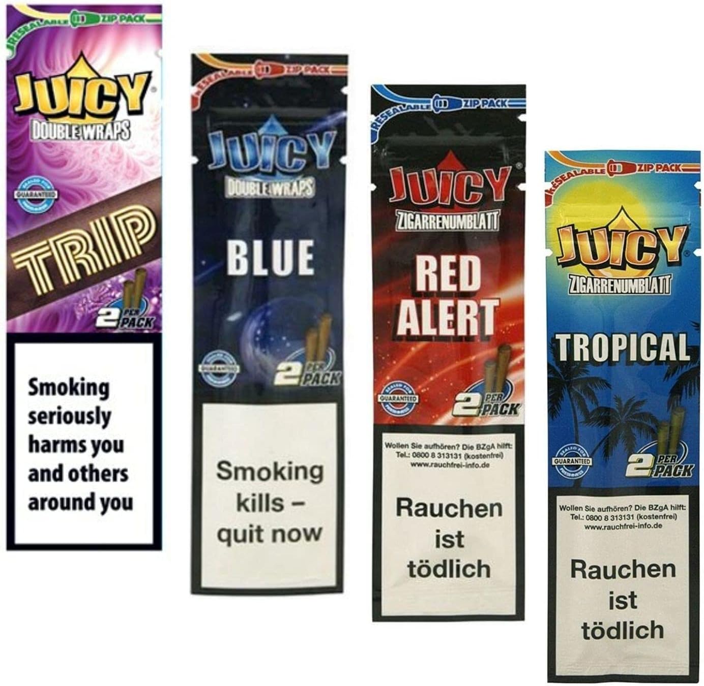 OutonTrip Assorted Juicy Blunts Papers Rolling Paper - 4 Pack, White.